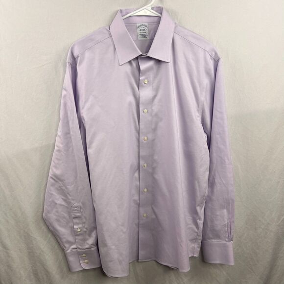 Brooks Brothers Non-Iron Stretch Supima Shirt 16-35 Lavender Regular Fit Size L - Picture 2 of 5